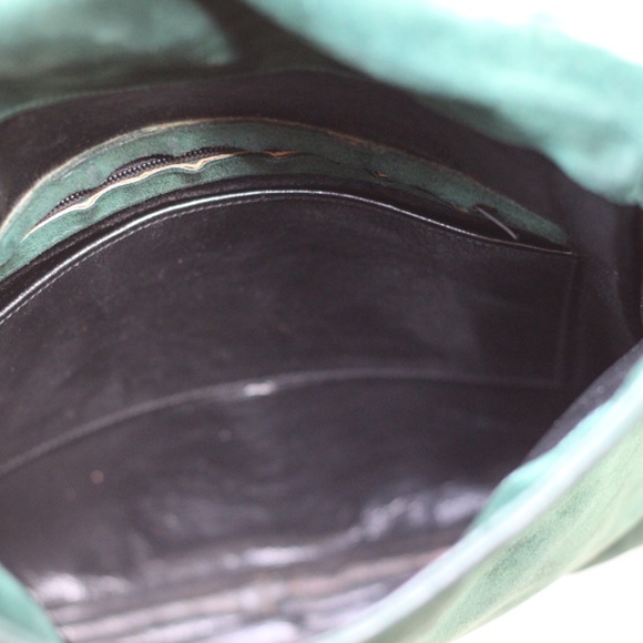 Vintage Suede Leather Gorgeous Green Bag - Picture 13 of 13
